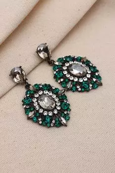 Большие серьги с камнями для вечернего платья