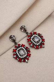 Большие серьги с камнями для вечернего платья