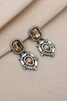 Большие серьги с камнями для вечернего платья