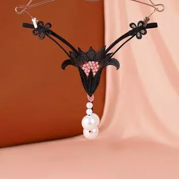 «Большие сексуальные стринги с жемчужным массажем, открытая промежность, легко снимаются — европейский и американский стиль» M [40-60 kg]