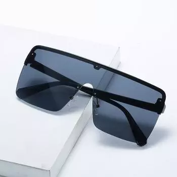 Большие солнцезащитные очки для женщин с полуоправой Shield Flat Top Glasses