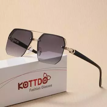 Большие солнцезащитные очки-пилоты для мужчин, металлическая полуоправа, женские солнцезащитные очки, солнцезащитные очки для вождения на открытом воздухе, очки с защитой от ультрафиолета Uv400 серый