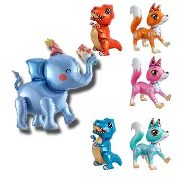 Большие стоячие фольгированные шары в виде животных для детей, украшения на день рождения для девочек, слон, лиса, воздушный шар в виде животного, сувениры на детский праздник Fox-Orange