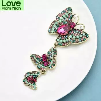 Большие стразы, броши-бабочки для женщин, винтажный дворцовый стиль, бабочки, насекомые, вечерние повседневные броши, булавки, подарки