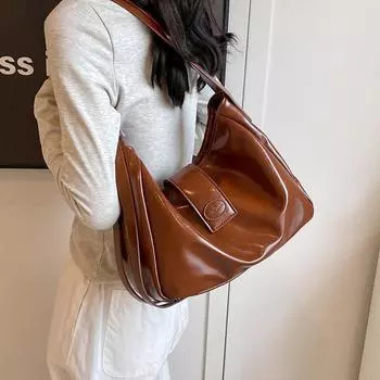 Большие сумки из искусственной кожи подмышки для женщин 2024 года, зима 2020 года, новая корейская модная сумка через плечо, серебряные сумки, сумка через плечо красный