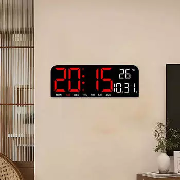 Большие светодиодные большие цифровые часы современные негабаритные для кабинета магазина дома гаража красный