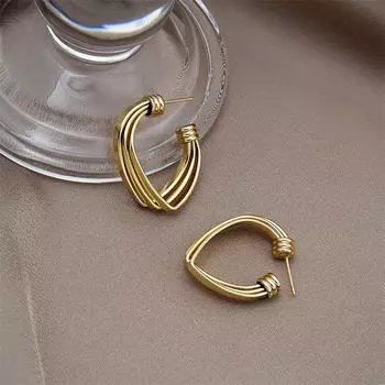 Большие трехслойные серьги-подвески из гладкого металла золотого цвета в форме сердца для женщин, минималистское искусство, Brincos Hyperbole, модные украшения для вечеринок золотой