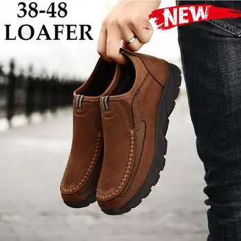 Большие винтажные мужские деловые офисные туфли ручной работы, мужские повседневные нескользящие кожаные туфли для вождения 48 серый