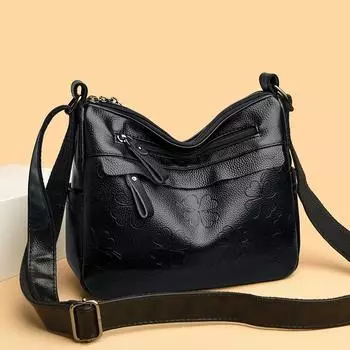 Большие вместительные сумки через плечо для женщин, мягкие кожаные сумки-тоуты, винтажные сумки на плечо