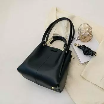 Большие вместительные сумки для женщин, новые мягкие кожаные модные ретро-переносные сумки-ведра, высококачественные сумки через плечо