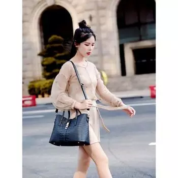 Большие вместительные сумки-тоуты для женщин, простые сумки через плечо с крокодиловой текстурой, модные сумки через плечо из искусственной кожи, женские сумки