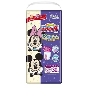 Большие впитывающие штаны Goon 12 часов 30 шт. унисекс [размер штанов] (13~25 кг) Дисней Дизайн белый