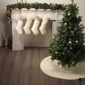 Большие вязаные рождественские чулки 18 дюймов, рождественский подарочный чулок, подвесные украшения, праздничный декор, конфеты, игрушки, сумка, подвесной чулок для каминного окна A