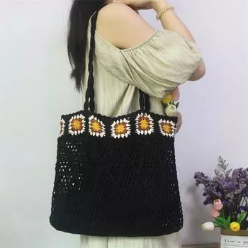 Большие вязаные сумки подмышками для женщин, модные летние сумки через плечо, сумки и кошельки, плетеная пляжная сумка 37x4x32cm бежевый