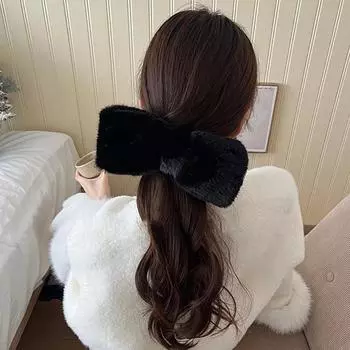 Большие заколки-банты для волос из искусственного меха, заколка для волос с большим бантом, заколки для волос для женщин, зимние заколки, теплые мягкие аксессуары для волос, подарок Size fits all