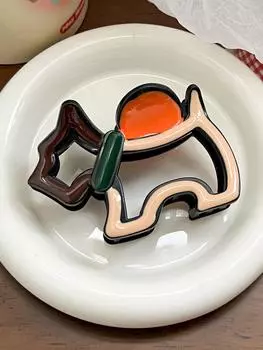 Большие заколки для волос French Dog для густых волос, нескользящие цветные заколки из целлулоида и ацетата, аксессуары для волос для женщин и девочек