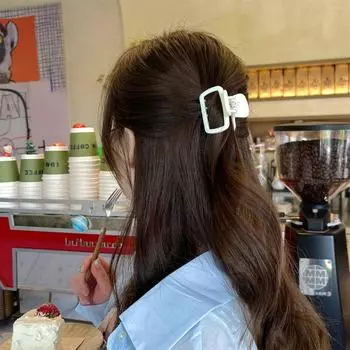 Большие заколки для волос конфетного цвета для девочек, полые корейские заколки для волос, женские заколки-коготь для волос Ins Shark Clip чёрный