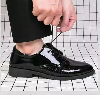 Большие зеркальные мужские кожаные туфли деловые кожаные туфли британской и корейской версии повседневные мужские глянцевые молодежные универсальные 39