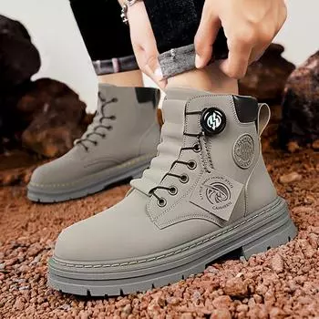 Большие желтые ботинки мужские осенне-зимние новые высокие ботинки Martin на толстой подошве ретро повседневные ботинки для отдыха на открытом воздухе с вращающейся пряжкой ботинки для инструментов мужская обувь 39