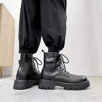 Большие желтые ботинки на толстой подошве, мужские весенние и осенние ботинки Martin, ретро-ботинки со средним верхом, кожаные туфли с высоким верхом 3276-T 38 белый