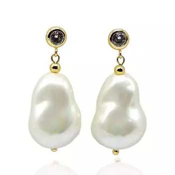 Большие жемчужные серьги, белые серьги-капли с искусственным жемчугом в стиле барокко, женские серьги с блестящим цирконием, обручальные украшения