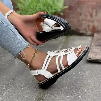 Большие женские новые повседневные пляжные сандалии на плоской подошве с открытым носком, женские туфли на низком каблуке, женская летняя обувь на танкетке, красная 36 красный