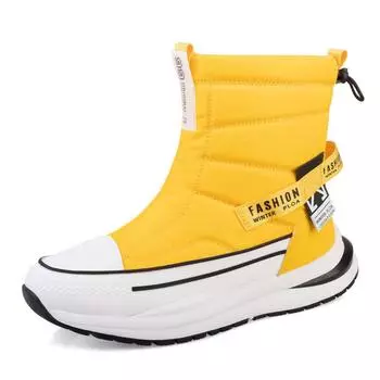 Большинство зимних зимних ботинок Утолщенные теплые зимние хлопковые ботинки Мужские и женские плюшевые повседневные зимние ботинки 39 жёлтый
