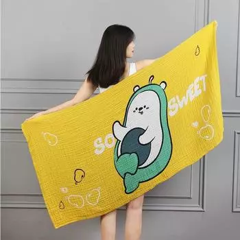 Большое банное полотенце из чистого хлопка золотого цвета: 5-слойная марлевая повязка из гребенного хлопка для детей 150*75 cm красный