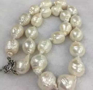 Большое белое необычное жемчужное ожерелье в стиле барокко с дисковой застежкой