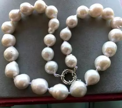 Большое белое необычное жемчужное ожерелье в стиле барокко, диаметр 18 дюймов, дисковая застежка