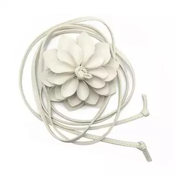Большое цветочное платье украшение искусственная кожа поясная цепочка однотонный модный цветочный пояс белый