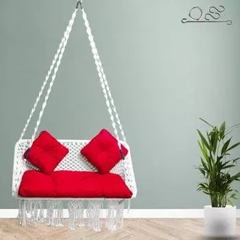 Большое двухместное кресло-качалка премиум-класса/2-местные качели для балкона, гостиной, 2-местные качели для дома/Jhula для взрослых белый