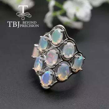 Большое красочное женское кольцо с опалом, натуральные драгоценные камни, изысканные ювелирные изделия, серебро 925 пробы для женщин, подарок на годовщину us ring size 7# белый