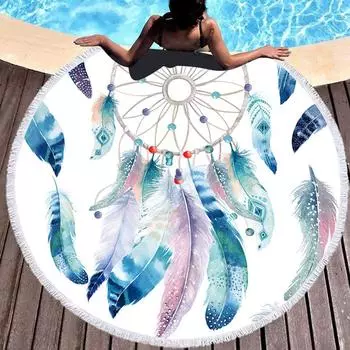 Большое круглое пляжное полотенце с кисточками, коврик для пикника из суперволокна, коврик для йоги, коврик для двери. 150*150