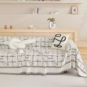 Большое квадратное полотенце для дивана из синели, современный минималистичный чехол для дивана, ткань, универсальный чехол для дивана Four Seasons, нескользящая сетка в виде шахматной доски 180*130