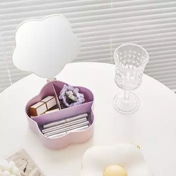 Большое настольное зеркало с подсветкой, роскошное туалетное зеркало для макияжа, симпатичное цветочное зеркало для макияжа, туалетный столик синий