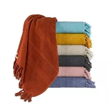 Большое пляжное полотенце для душа 100x170 см с бахромой, 100% хлопок