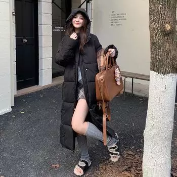 Большое стеганое пуховое хлопковое пальто женское длинное зимнее европейское исполнение свободное хлопковое пальто с капюшоном утолщенное пальто S recommends 105 or less розовый