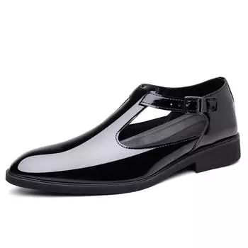 Большого размера Модная Повседневная Кожаная Обувь для Мужчин Однотонная Весна Лето Обувь Холлоу Мужская Пряжка Дизайнерские Сандалии Мужские 38 белый