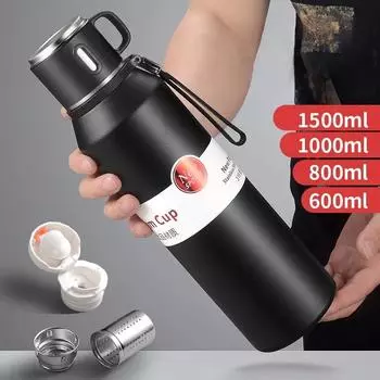 Большой 1500 мл термос для чая, кофе, вакуумная бутылка, сохраняющая горячее и холодное, 1 л, термос из нержавеющей стали с двойными стенками для бутылок с водой, термосы 600-1500ml