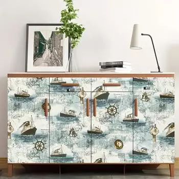 Большой 17,7x393,7 дюйма рулон самоклеящихся обоев в винтажном стиле с парусной тематикой для украшения рабочих столов, домашнего декора стен, прочный материал144 45*300cm/17.7*118in