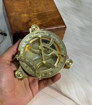 Большой 5-футовый компас-солнечные часы с деревянной коробкой для него — подарок на годовщину, гравированный подарок, подарок мужу, подарок жениху, подарок отцу