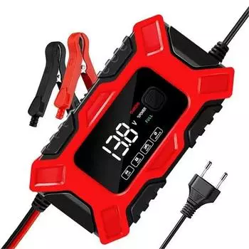 Большой экран автомобильное зарядное устройство 12 В 6 А полностью автоматическое зарядное устройство для ремонта интеллектуальное для зарядки аккумулятора автомобиля мотоцикла интеллектуальное красный
