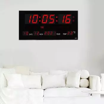 Большой экран цифровые настенные часы светодиодный дисплей для дома с температурными будильниками