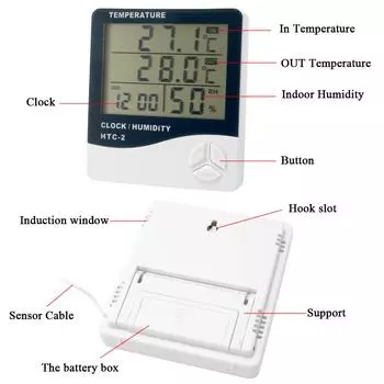 Большой экран для внутреннего и наружного использования, цифровой дисплей, измеритель температуры и влажности, календарь времени, сигнализация