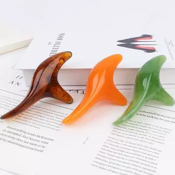 Большой акупунктурный массажер для ног и лица с функцией соскабливания и вытягивания меридианов янтарь