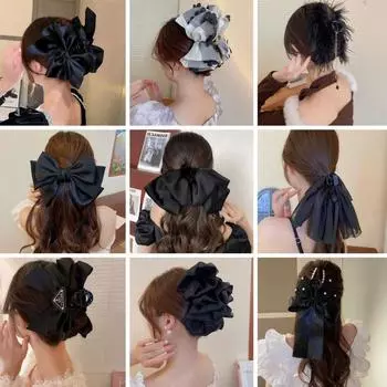 Большой атласный бант, заколка для волос, модная элегантная темпераментная заколка для женщин и девочек, заколка для хвоста, лента, заколки для волос, свадебные аксессуары для волос, подарки