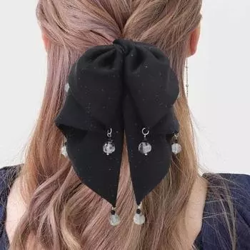 Большой бант-зажим для волос с нескользящей сильной фиксацией для женщин, длинные густые тонкие волосы, блестящая черная лента, бант-зажим, аксессуары для волос B