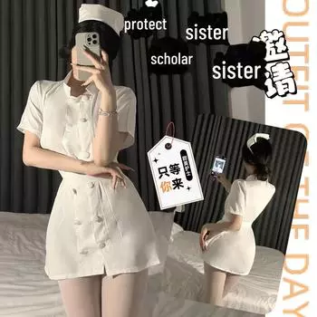 Большой белый костюм медсестры-ангела: Сексуальное белье на Хэллоуин и костюм горничной для косплея Large (60-70 kg)