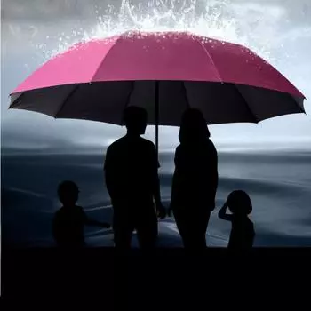 Большой большой зонт от солнца и дождя, унисекс, солнцезащитный зонт для трех человек, складной черный резиновый зонт для двоих, деловой зонт темно-синий